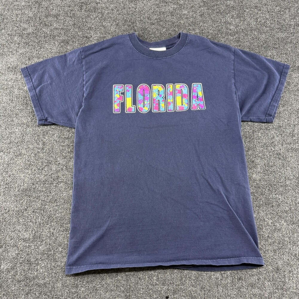 Vtg NASCAR Florida Winner's Circle Shirt Mens Large Blue Neon Tee
